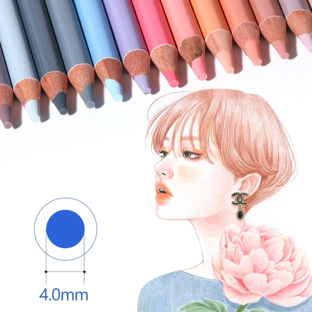 24 skin tone drawing pencils in a metal tin art case for portrait artwork