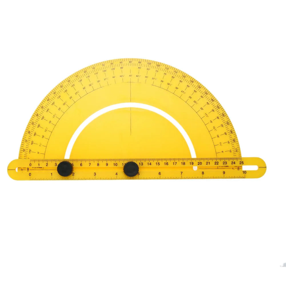 Carpentry angle measuring tool with scale board showing 180-degree measurement markings