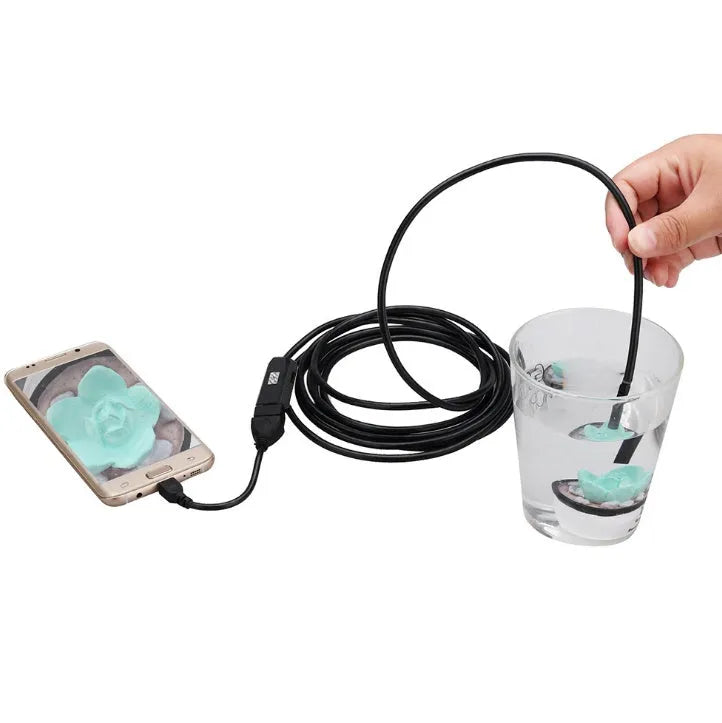 OWSOO USB endoscope with 7mm camera, 5m cable, hook, magnet, and side mirror for phone and PC inspections