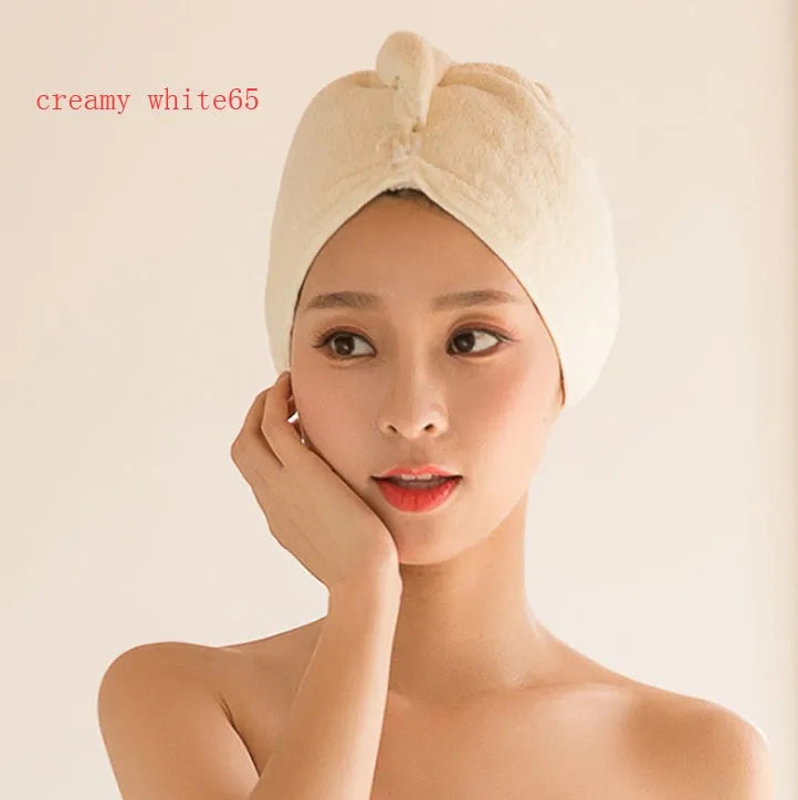Women's microfiber hair drying cap absorbent towel bonnet 60cm by 25cm