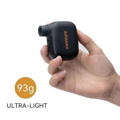 Black AS100 electric bicycle inflator pump with USB cable and waterproof storage bag