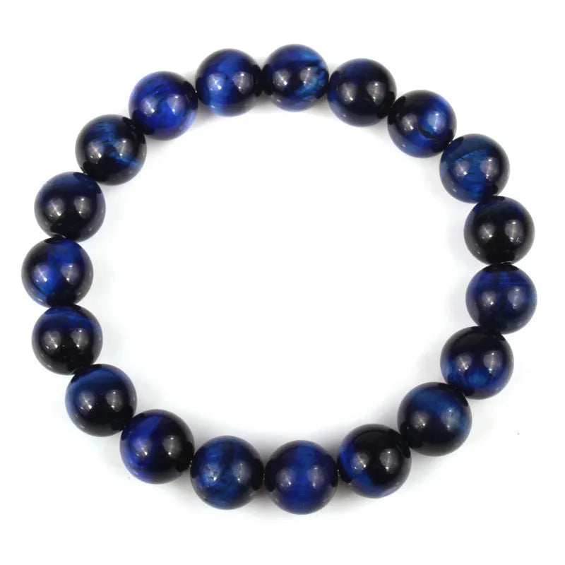 Natural tiger eye crystal bead bracelet in round geometric style for men and women.