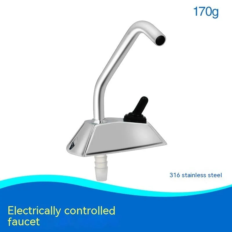 Electronic control RV kitchen faucet with polished stainless steel finish and 9mm plumbing connections