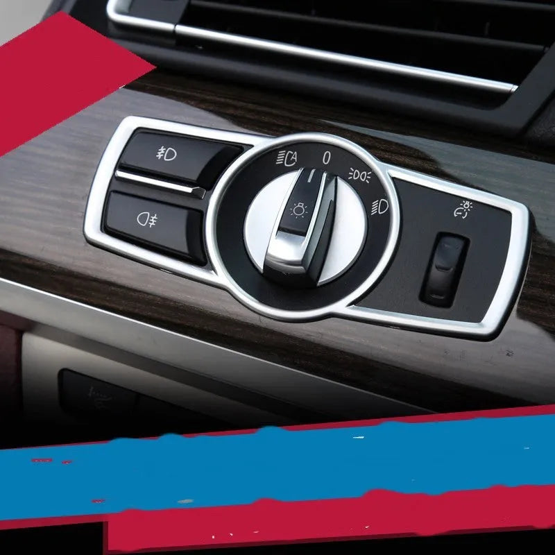 Silver ABS decorative strip for BMW headlight switch frame interior modification