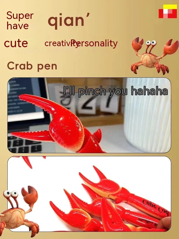 Crab pen novelty ballpoint writing instrument with pressing can clip mechanism