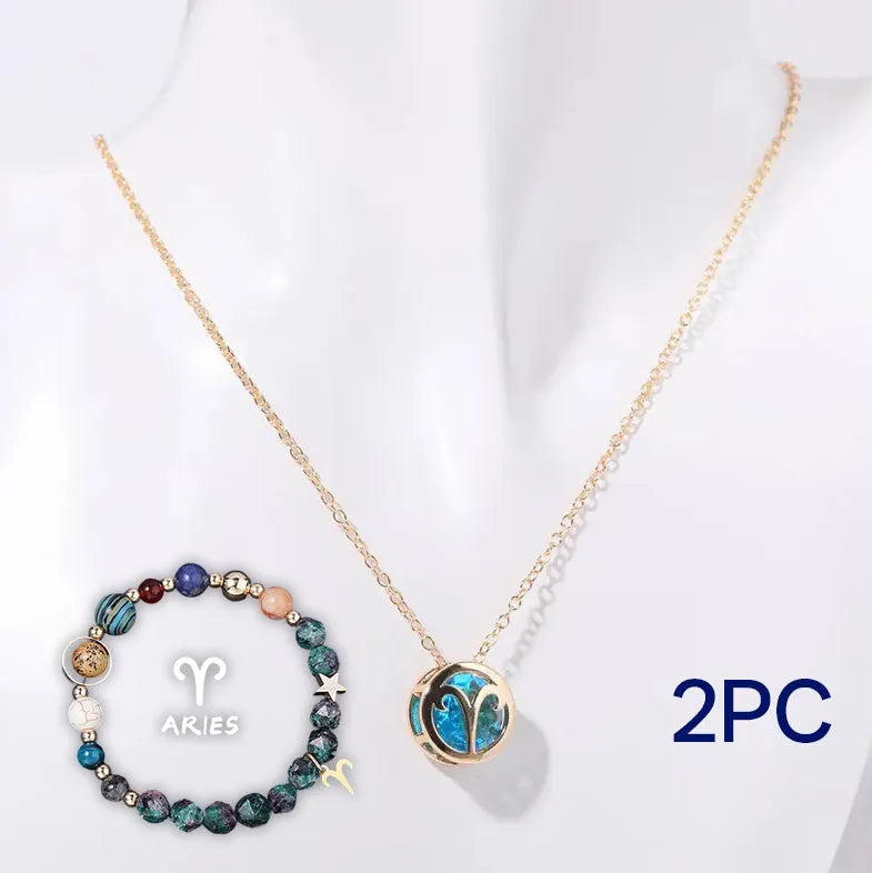 A natural stone beaded necklace and matching bracelet set in one of twelve available colour styles.