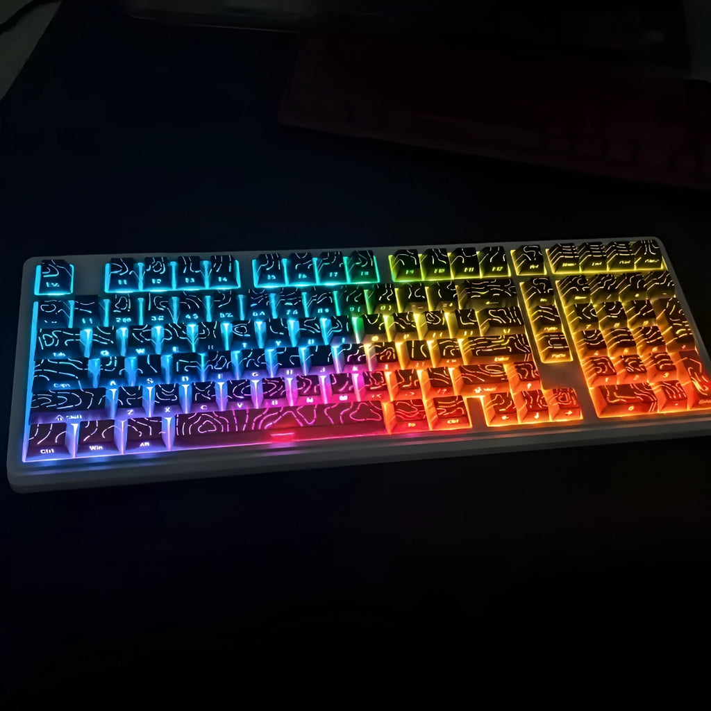 Plastic two-colour crack luminous key cap set in Black Powder colour, 290x160x30mm, for mechanical keyboard customisation