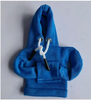 Blue cloth gear shift knob cover fitted on a car's manual gear lever, showing the 13cm by 8cm size.