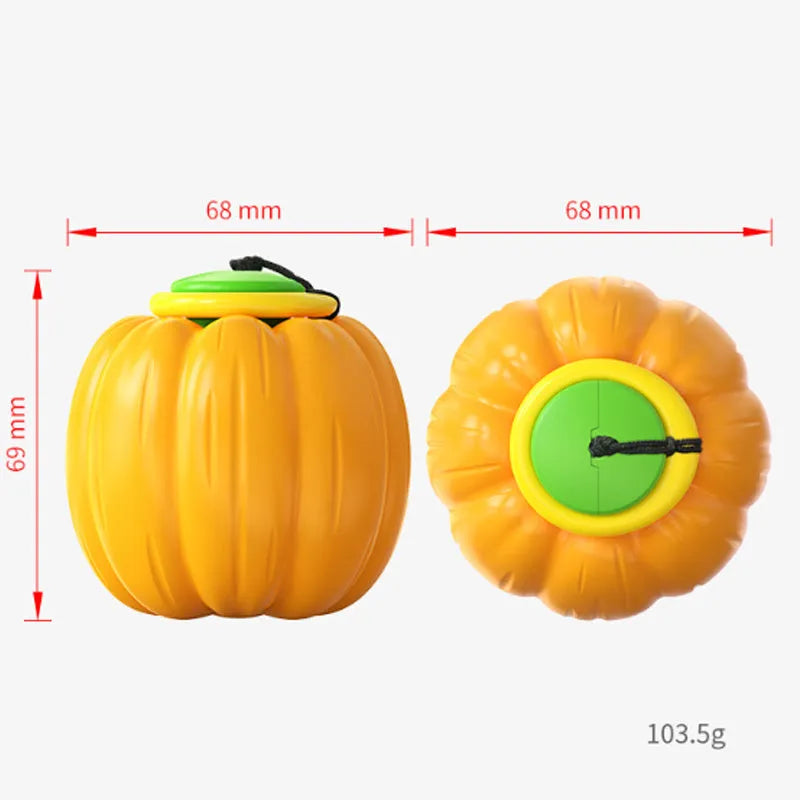Small green plastic dog ball with pumpkin design for chew toy and training