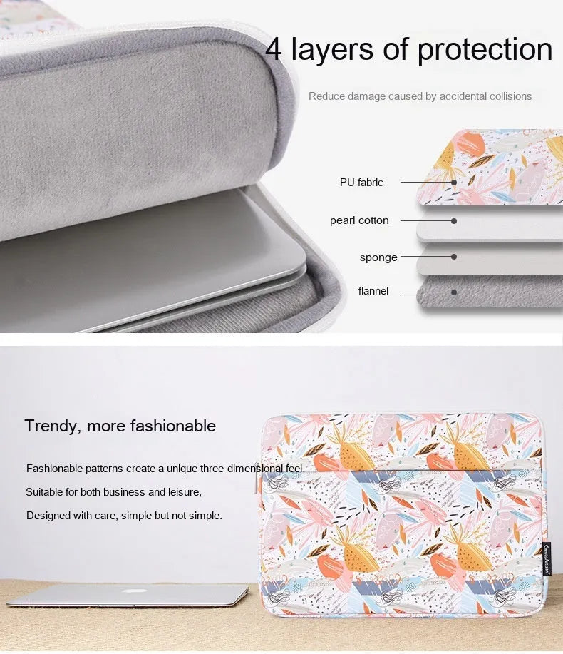 White 14 inch waterproof laptop inner bag with PU leather construction