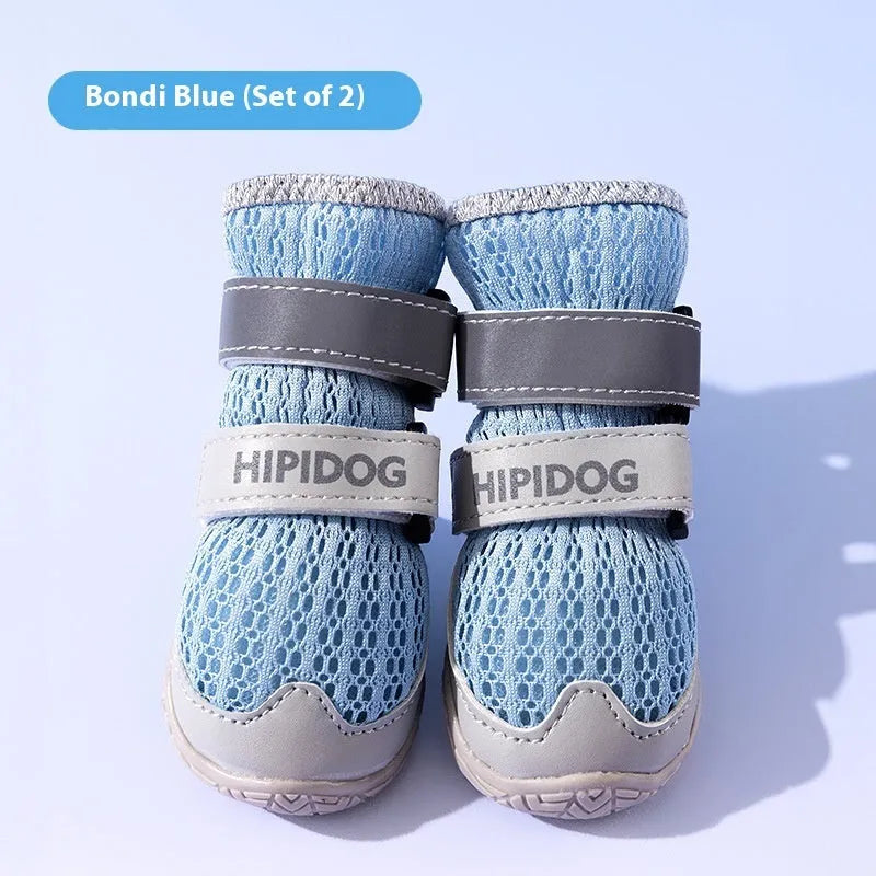 Cartoon style dog shoes in Bondi Blue colour with wear-resistant PU construction for summer paw protection