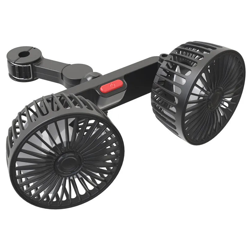 Black car USB-powered rear pillow fan with single head and adjustable large wind output