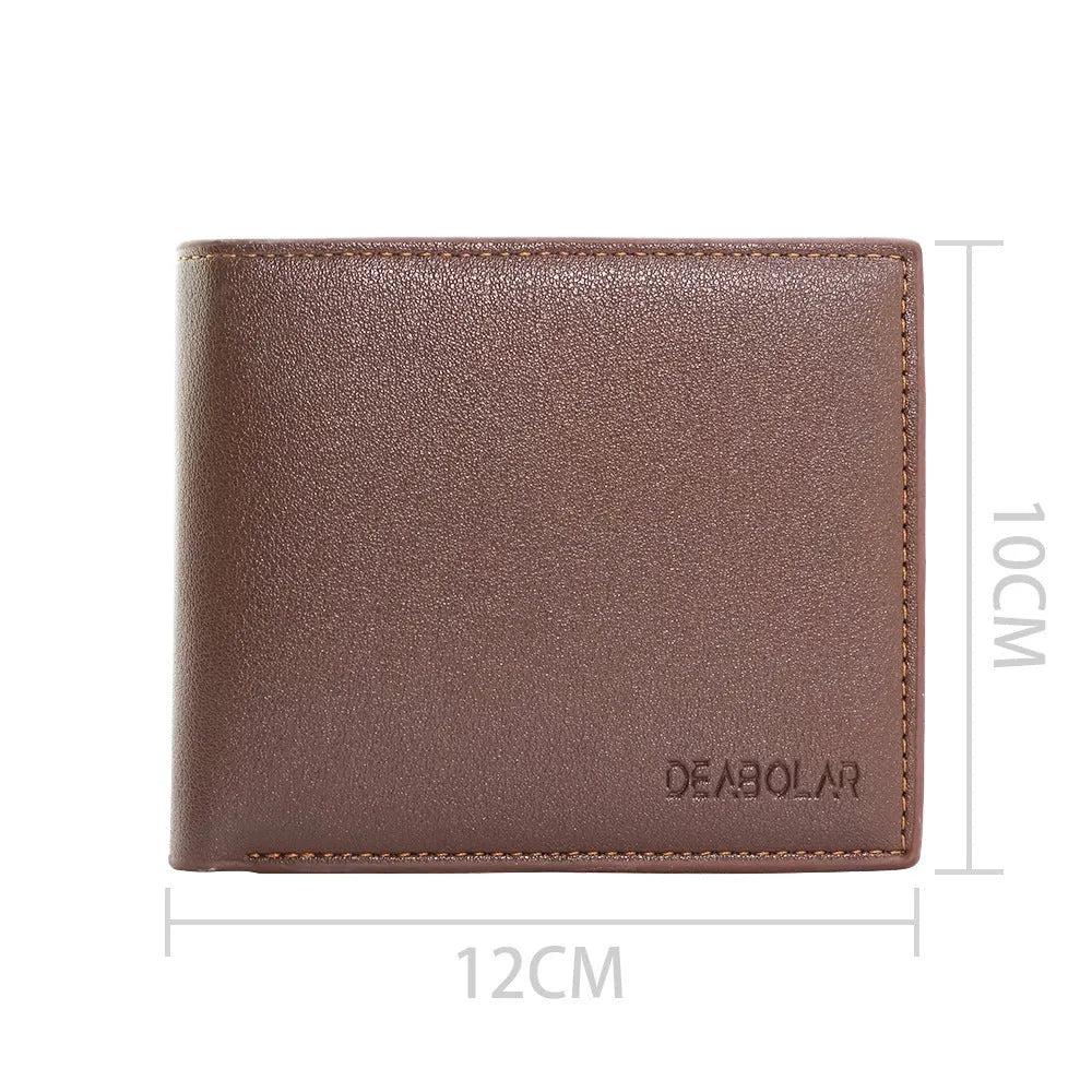 Men's brown leather zip wallet presented in gift packaging