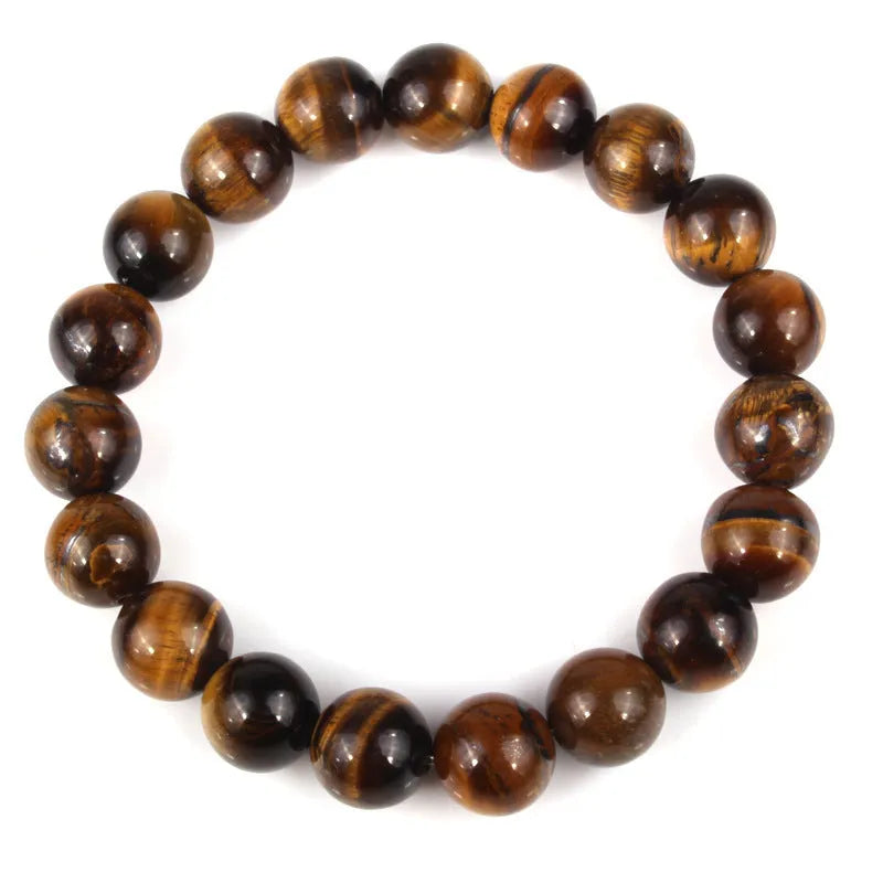 Natural tiger eye crystal bead bracelet in round geometric style for men and women.