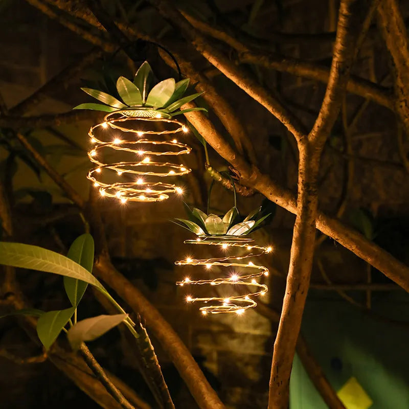 Outdoor solar garden sensor light pineapple shaped LED lamp with IP55 waterproof rating for pathway and patio decoration
