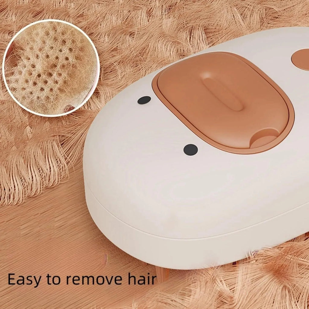 White pet steam brush with silicone teeth and water tank for cat and dog grooming