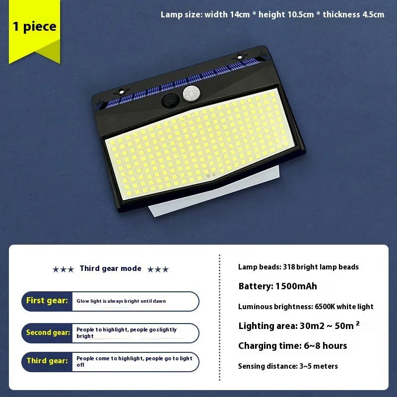 Solar-powered outdoor garden lamp with motion sensor in ABS housing for pathway lighting