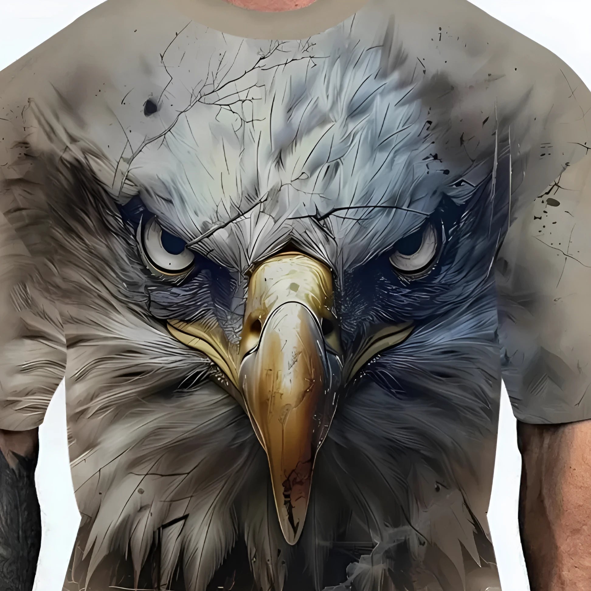 Men's loose fit thin t-shirt with short sleeves in coloured letters or eagle head print options