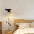 Simple Nordic retractable wood grain rocker arm wall lamp in Walnut finish with 18cm pattern