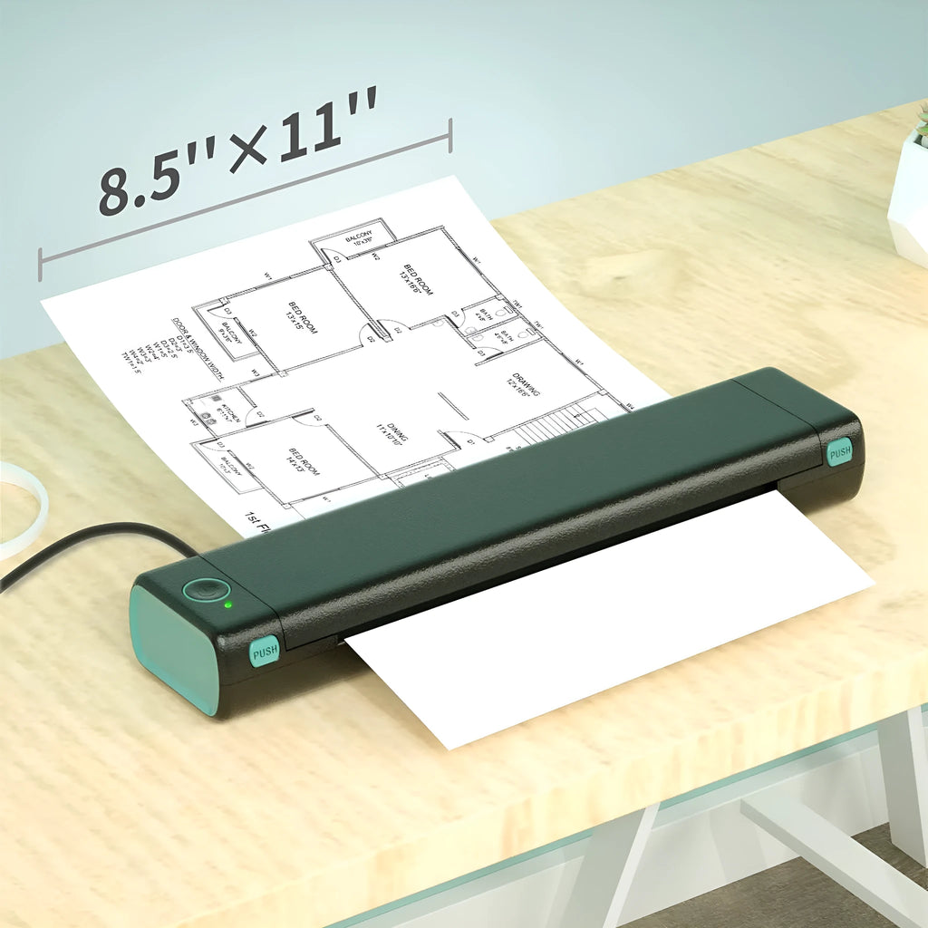 Phomemo M08F A4 portable thermal printer in silver black colour with Bluetooth wireless connectivity