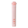 Cat paw design mini folding scissors in pink, showing stainless steel blades and compact size.