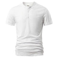 Men's solid colour slub cotton short sleeve T-shirt in British style, shown in dark green.