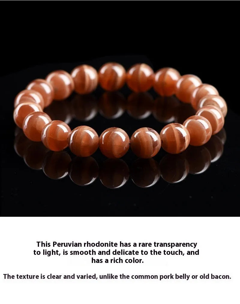 Natural Old Mine Rhodochrosite mineral bracelet with geometric manganese spar beads