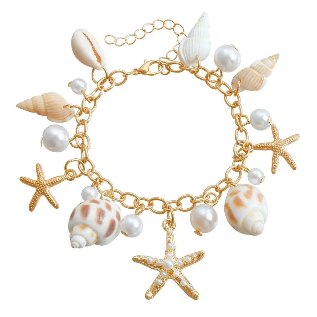 Women's alloy waist chain and matching bracelet with star charms for beach fashion