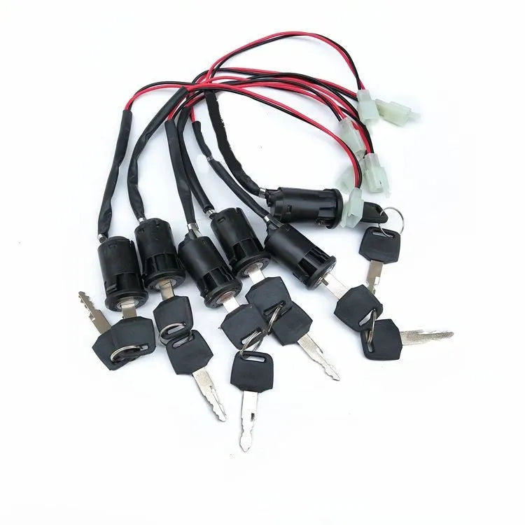 Waterproof black plastic electric door lock with wiring connectors for automotive central locking systems