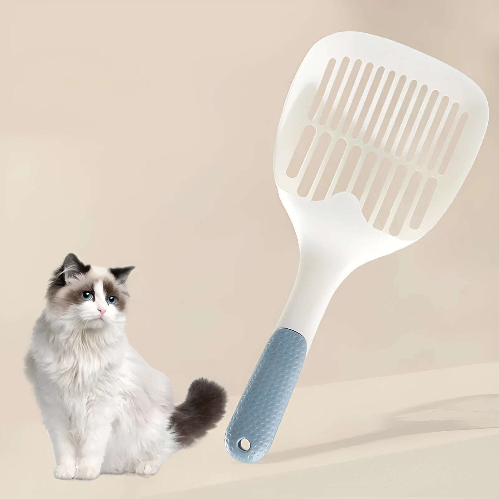 Stainless steel cat litter shovel with deep scoop for tofu litter cleaning