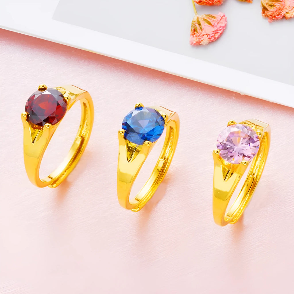 Women's adjustable copper ring with electroplated finish in one of six colours: black, blue, green, pink, red, or white.