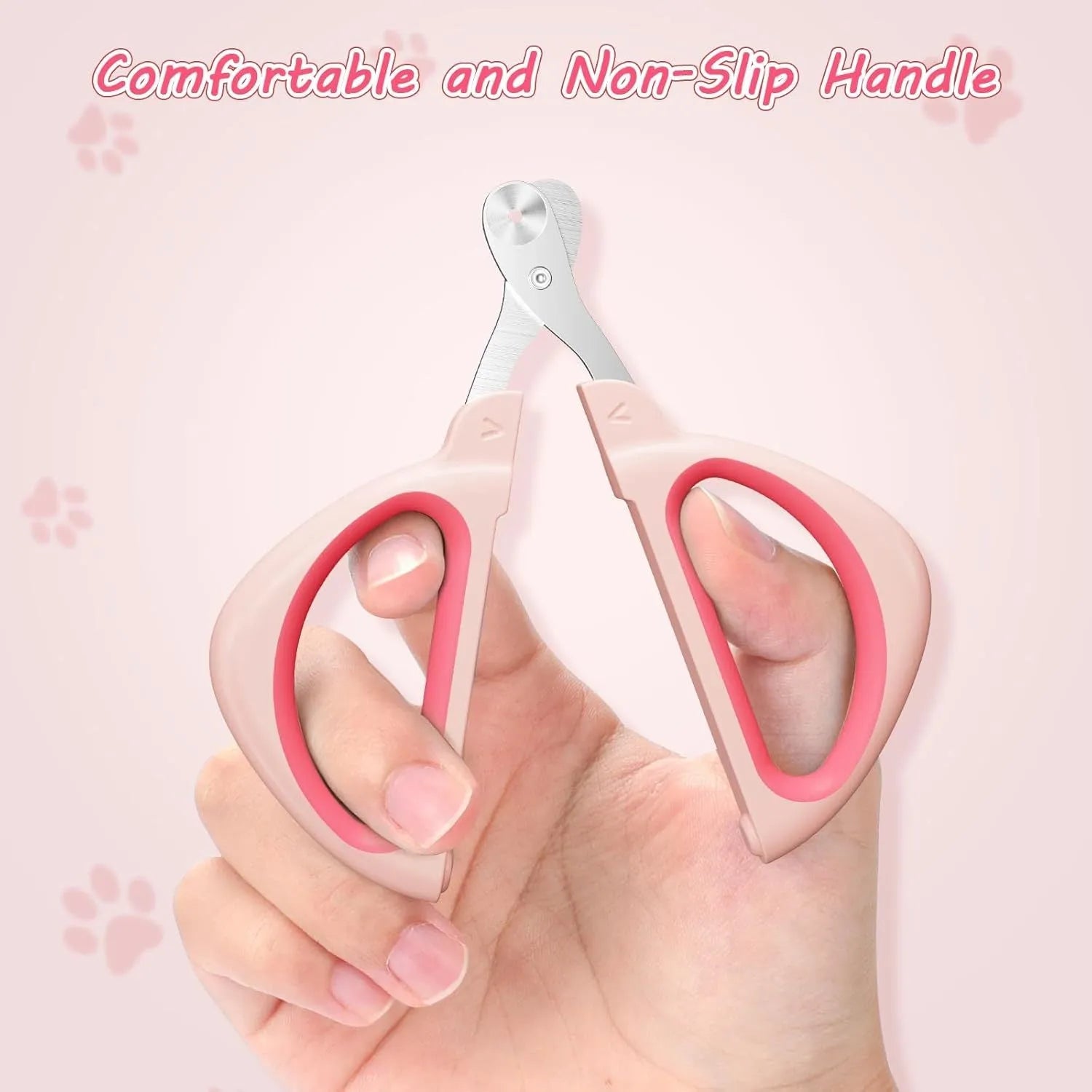 Blue cat nail clipper with positioning round hole and non-slip handle for pet grooming