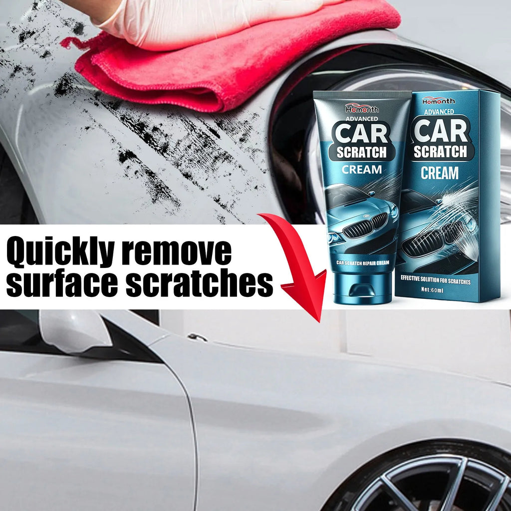 Car scratch repair cream tube and sponge for automotive paint restoration