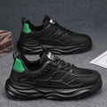Men's white and black breathable mesh leisure shoes with round toe design
