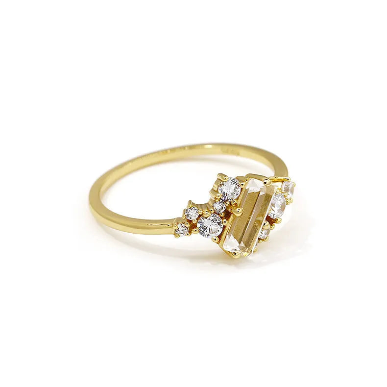 New White Crystal Blingbling Women's Ring Silver Electroplated Shiny Ring US Size 5 6 7 8