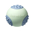 Green and pink rolling ball dog toys showing 64mm diameter size for interactive pet play