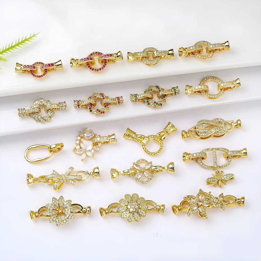 Small gold electroplated necklace buckle for DIY jewellery making with rose gold and silver colour options