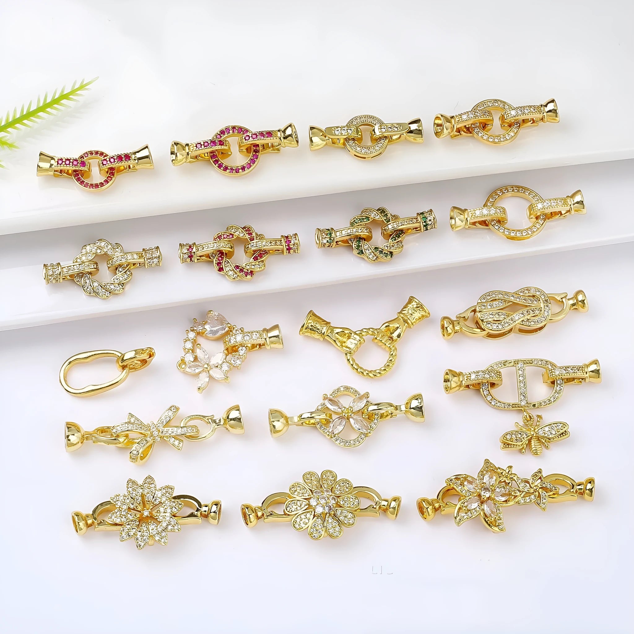 Small gold electroplated necklace buckle for DIY jewellery making with rose gold and silver colour options