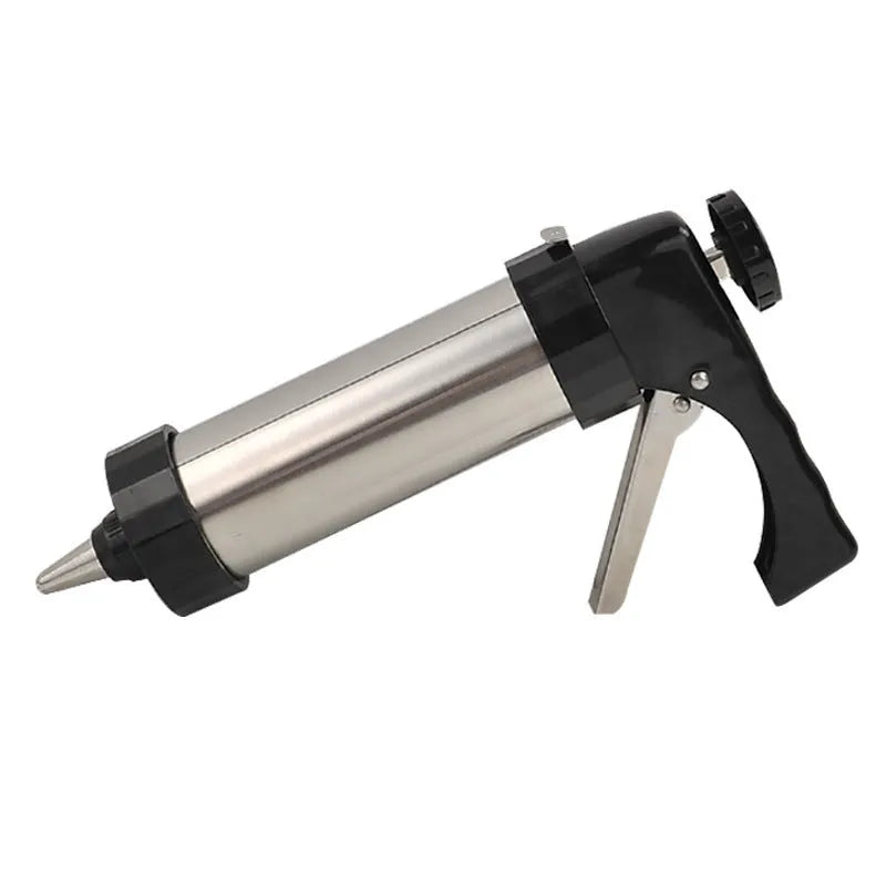 Stainless steel biscuit press machine with cookie moulds and pastry nozzles for baking