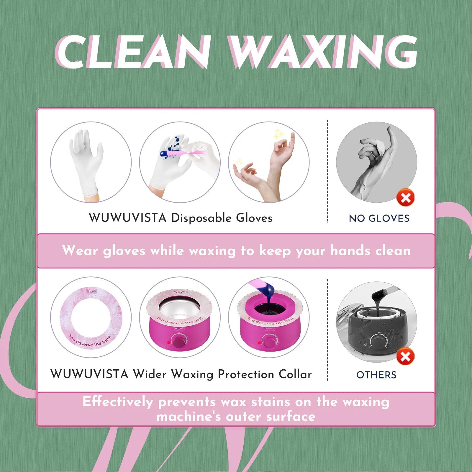 WUWUVISTA 56-piece professional waxing kit with wax warmer, coloured wax beads, applicators, and aftercare products.