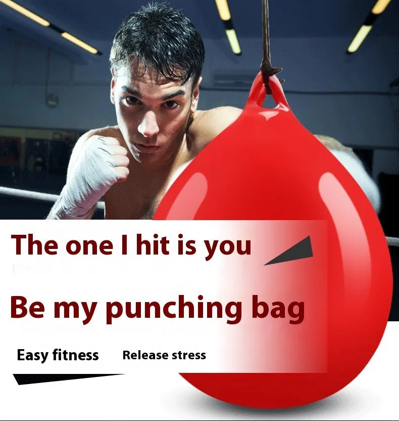 Red PVC water filled boxing reaction ball with hook rope for speed training