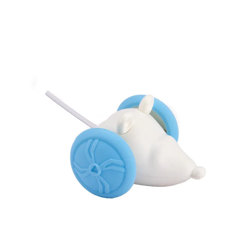 Blue and yellow technical mouse design electric cat toy with remote control