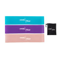 Resistance bands set with seamless integration, lightweight and portable for home gym workouts, available in blue block, pink, purple and blue