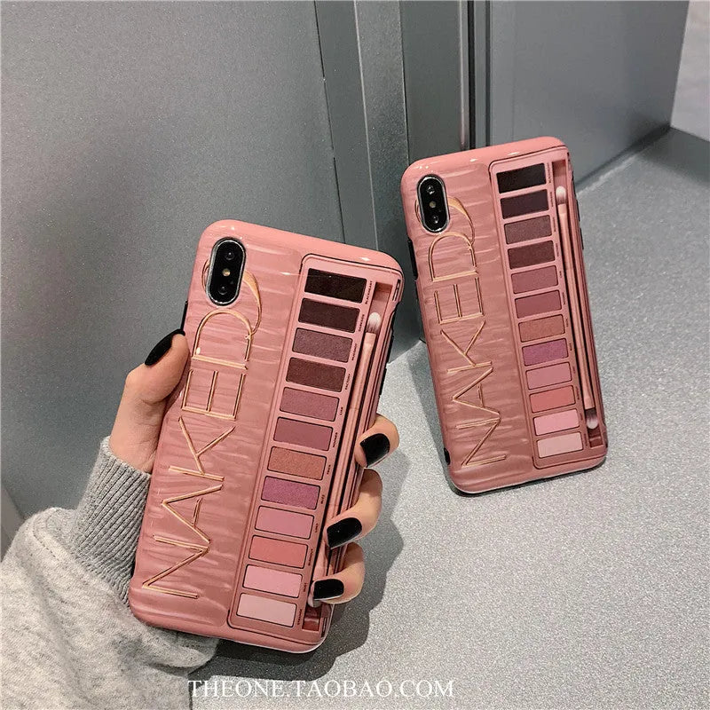 Silicone iPhone case with an eye shadow design in Flesh colour.