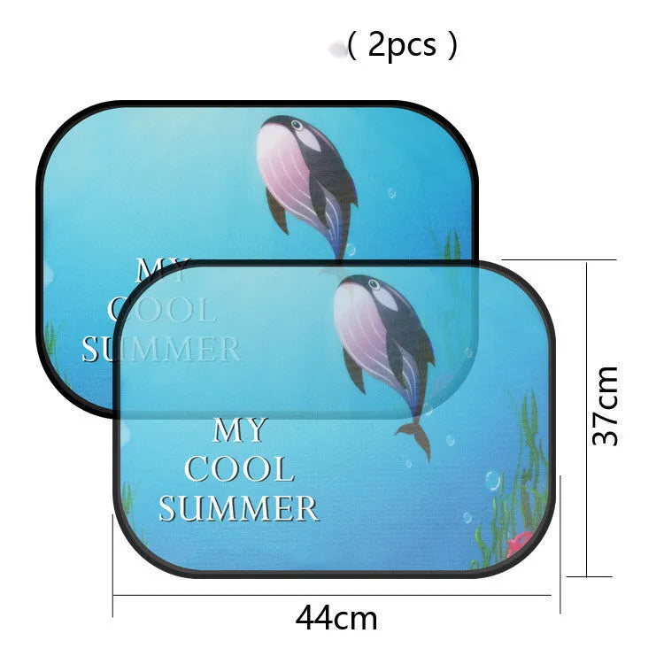 Electrostatic adsorption car side window sunshade with nylon mesh material shown on vehicle window