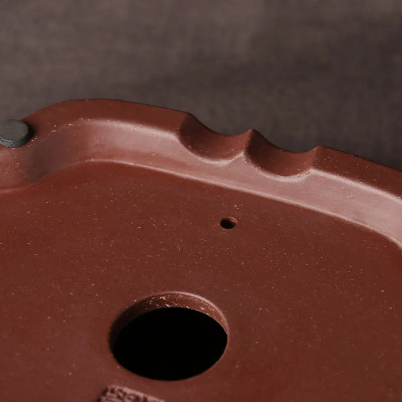 Handmade purple clay bonsai basin with classical Chinese style design