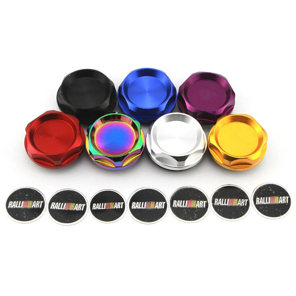 Aluminium alloy oil filter cap for Mitsubishi cars in one of six colour options.