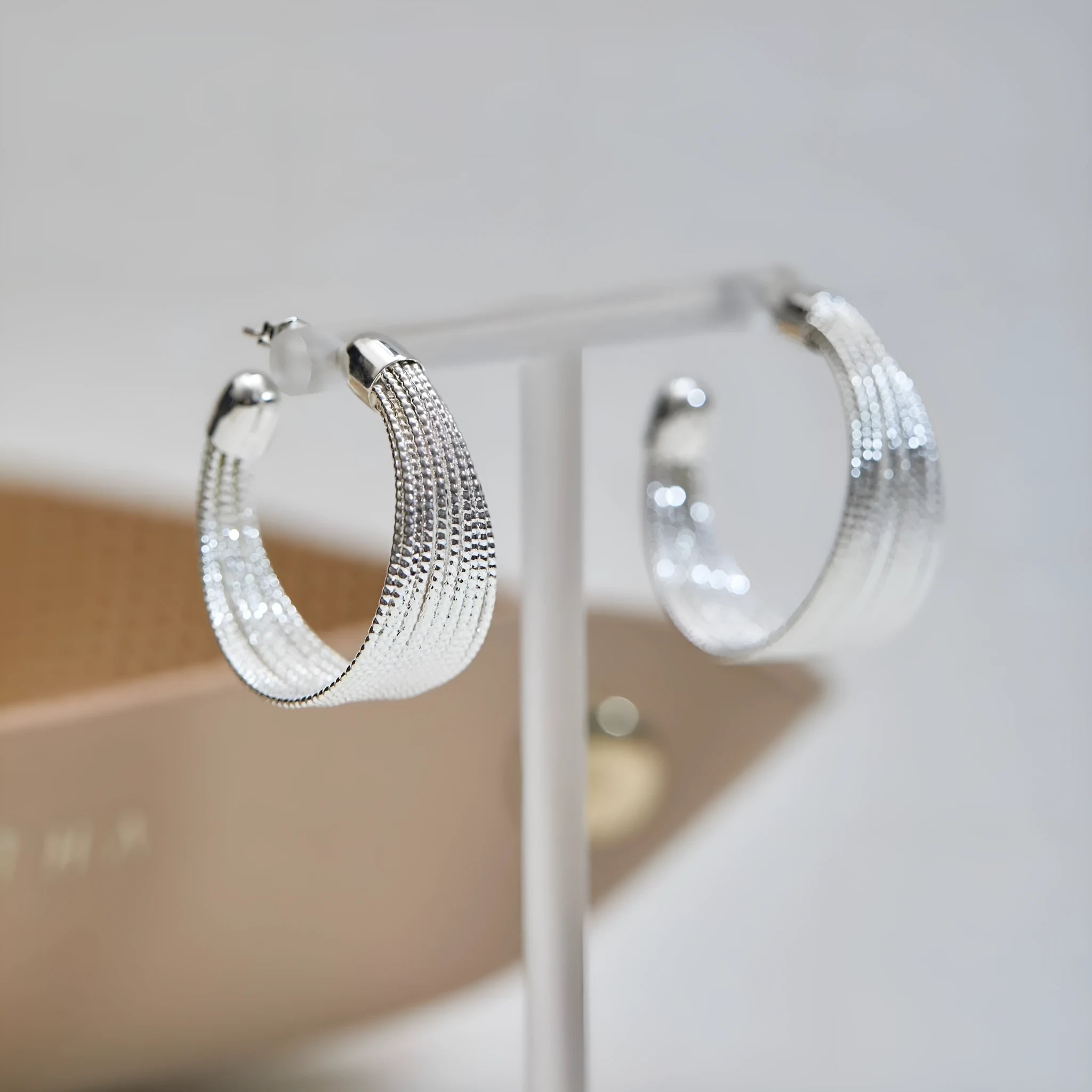 Copper geometric stud and clip earrings with silver and gold electroplated finishes