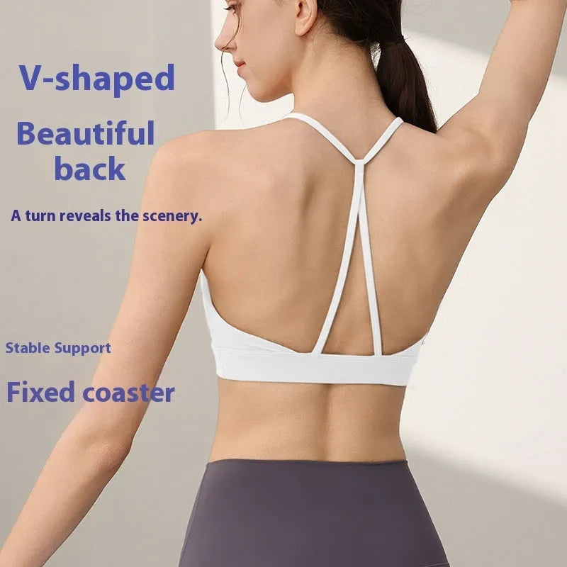 Women's Nylon sports vest with double shoulder straps in various colours for running and yoga