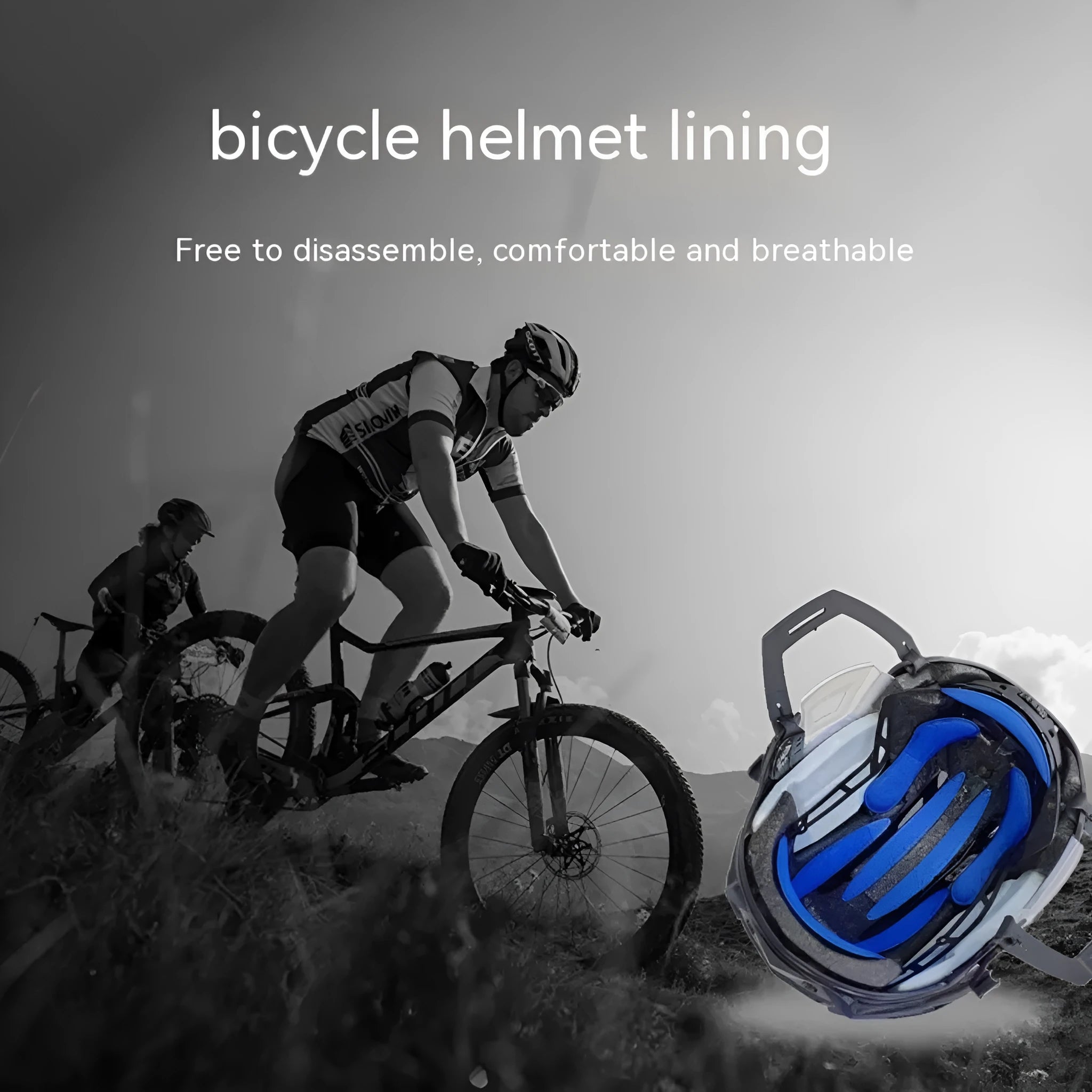 Universal adult cycling helmet liner with breathable sponge padding and adjustable Velcro chin pad